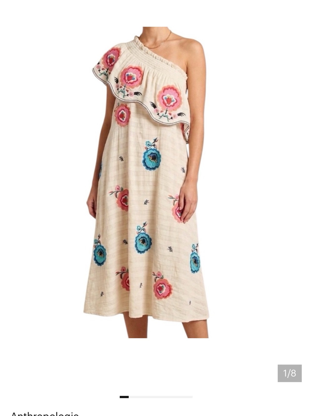 Tracy Reese one shoulder embroidered midi dress Sz XS Sz 2